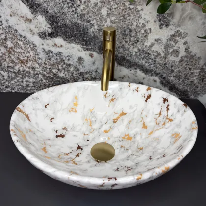 Умивальник (раковина) VBI PARMA MARBLE WHITE GLOSSY накладний — Photo 2