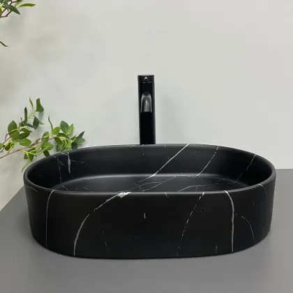 Умивальник (раковина) VBI VERONA 50 BLACK MARMO MATT накладний — Photo 1