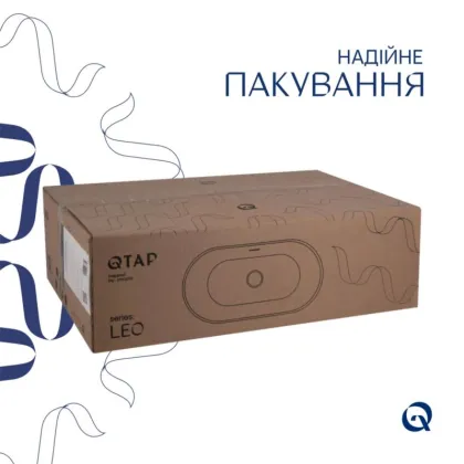 Комплект Qtap Leo: Раковина врізна 610x405x185 мм, White, овальна + Донний клапан Pop-up PU02O — Photo 4