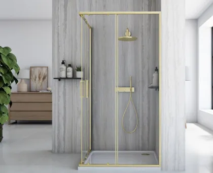 Душова кабіна REA CITY 80х100 BRUSHED GOLD — Photo 2