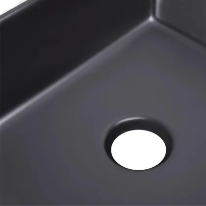 Комплект Qtap Tern: Раковина накладна прамокутна 475х370х140 мм Matt Black + Донний клапан PU03 — Photo 4