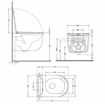 Унітаз підвісний Qtap Taurus Ultra Quiet 515×360×350 мм, Matt Black, з сидінням Slim Duroplast / Soft-close / Quick Release QTTAU28BLM50504 — Photo 1