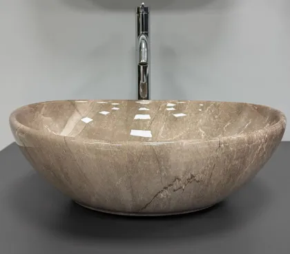 Умивальник (раковина) VBI PARMA DARK BROWN STONE GLOSSY накладний — Photo 4