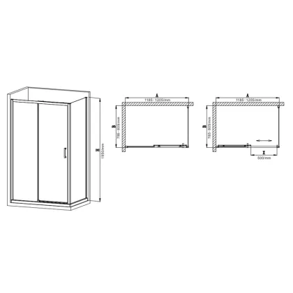 Душова кабіна без піддону Mixxus Premium DIVERSE SC03-120x80x195-TR Chrome прозоре скло 6мм (MI6867) — Photo 4