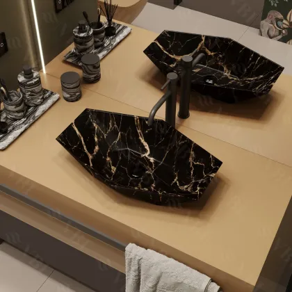 Умивальник (раковина) VBI VENEZIA S MARBLE BLACK MATT накладний