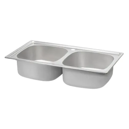 Кухонне миття з двома чашами Qtap 7843-B 0,8 мм Micro Decor (QT7843BMICDEC08) — Photo 3