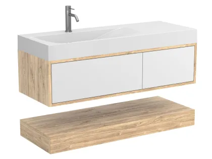 Тумба підвісна DUO Дуб Канзас для умивальника VIOLA 1200 L Miraggio
