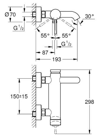Одноважільний змішувач для ванни Grohe Essence (25250KF1) — Photo 1