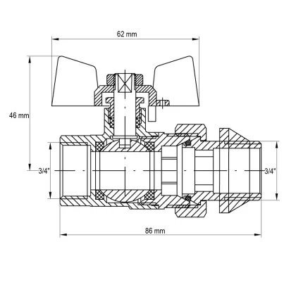 Кран з американкою 3/4" "антіпротечка"(Koer KR.227.W-Gi) білий (KR0192) — Photo 1