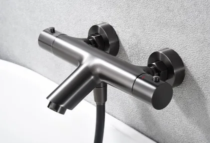 IMEX MONZA PVD GUN METALТермостатичний змішувач для ванни з душовим набором, PVD графіт — Photo 2