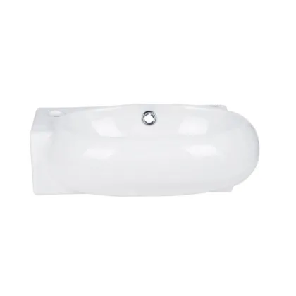 Комплект Qtap Leo: Раковина підвісна овальна ліва 430x290x140 мм White + Донний клапан PU02O — Photo 2