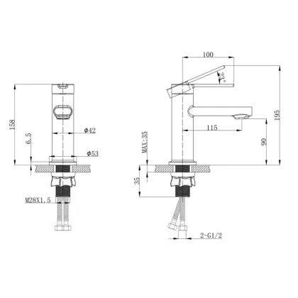 Змішувач для умивальника Mixxus Lord 001 Nut Graphite (Колір графіт) (MI7137) — Photo 1