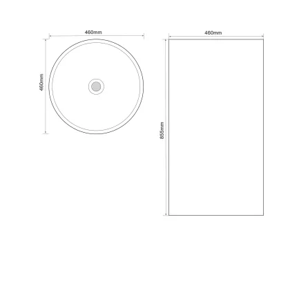 Раковина моноблок MIXXUS PREMIUM ELLIPSE-1101 460х460х855mm з переливом (MP6573) — Photo 2