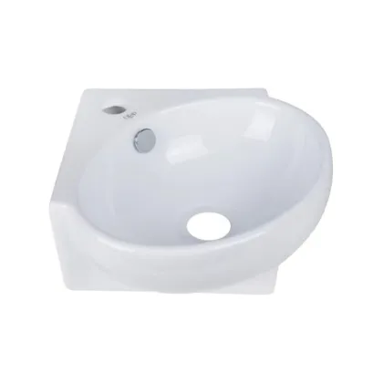 Комплект Qtap Leo N: Раковина підвісна кутова овальна 380x360x130 мм WHITE + Донний клапан PU02O — Photo 4