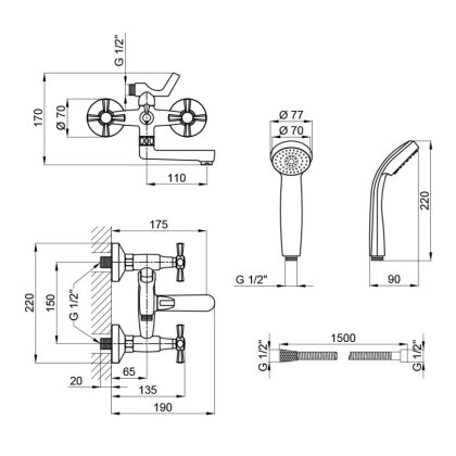 Змішувач для ванни Qtap Liberty ANT 140-2 — Photo 1