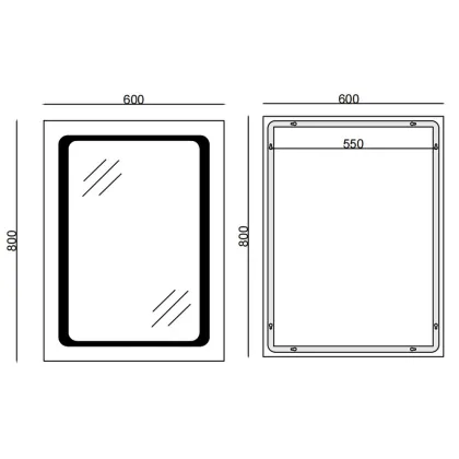 Дзеркало Mixxus TWEE MR09-80x60-Reverse з Led Touch, Anti-fog, димером, регулятором яскравості (MI6660) — Photo 1
