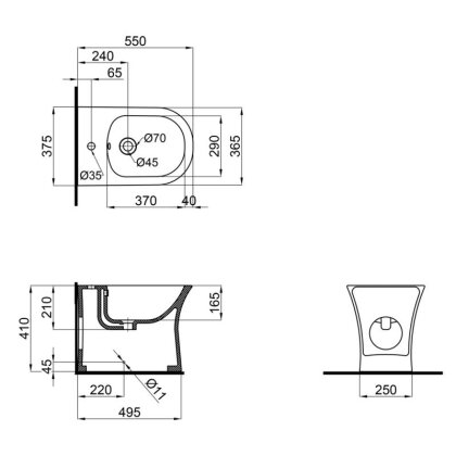 Біде напольне Qtap Virgo 550x360x410 White QT18442169CW — Photo 1