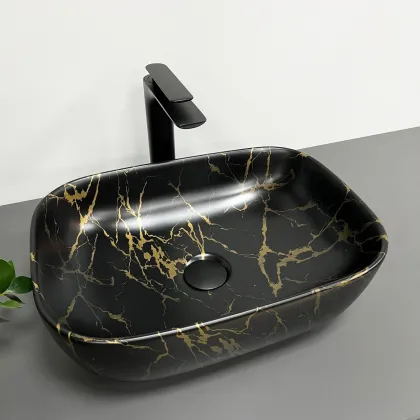 Умивальник (раковина) VBI RAVENNA MARBLE BLACK MATT накладний — Photo 2