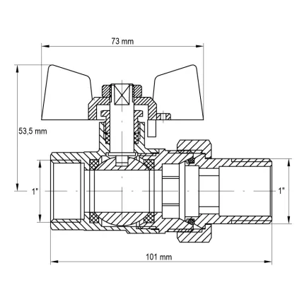 Кран з американкою 1" (Koer KR.227.W) білий (KR0098) — Photo 1
