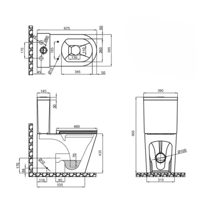 Бачок до унітазу-компакту Mixxus Premium Bevel-0402-T1 Tank 670х390х880 зі зливною арматурою (MI8326) — Photo 5