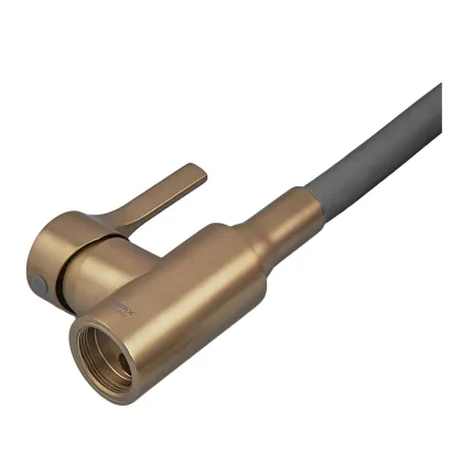 Змішувач для кухні ZERIX REX-011 BRUSHED GOLD REFL.GREY з нерж. сталі (Колір матове золото+силіконовий вилив сірий) (ZX6133) — Photo 3