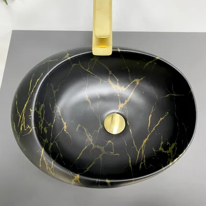 Умивальник (раковина) VBI VALIANO MARBLE BLACK MATT накладний — Photo 4