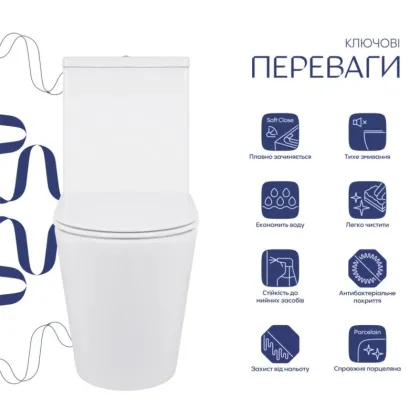 Унітаз підлоговий Qtap Swan Eco Ultra Quiet з сидінням Soft-close 640x360x835 мм QTSWA27W48748 White — Photo 1