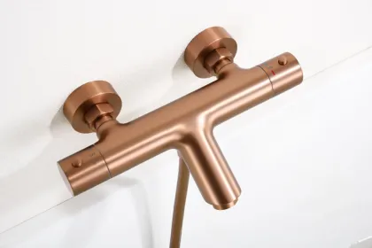 IMEX MONZA BRUSHED ROSE GOLD Термостатичний змішувач для ванни з набором, PVD матове рожеве золото — Photo 1