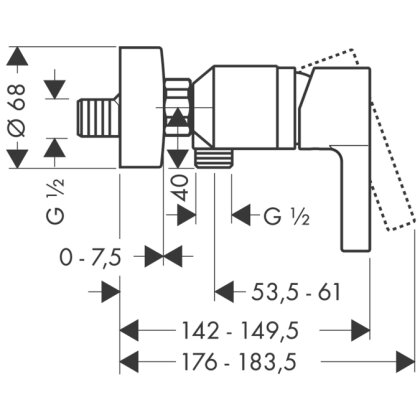 Metris S - змішувач в душову кабіну HANSGROHE 31660000 — Photo 1