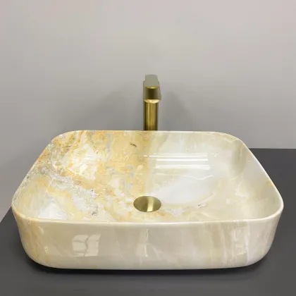 Умивальник (раковина) VBI PALERMO MARBLE YELLOW накладний — Photo 1