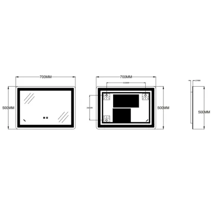 Дзеркало ZERIX SANSA MR01-70x50-REVERSE з LED Touch, Anti-fog, димером, рег. яскравості (ZX6050) — Photo 1