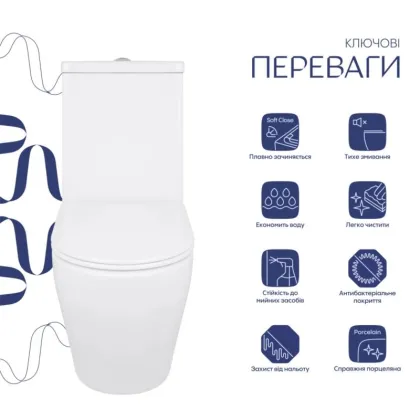 Унітаз підлоговий Qtap Jay Eco Ultra Quiet з сидінням Soft-close 640x360x835 мм QTJAY27W48749 White — Photo 2