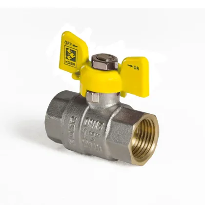 Кран кульовий KOER KR.217.G - 1/2" FF ГГМ YELLOW, ручка "метелик" жовта (KR0032) — Photo 2