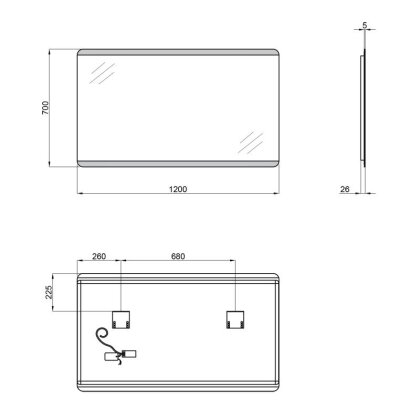 Дзеркало Qtap Tern 1200x700 з LED-підсвічуванням QT1778120870120W — Photo 1