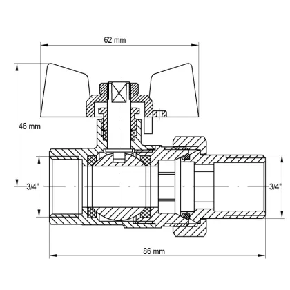 Кран з американкою 3/4" (Koer KR.227) (KR0017) — Photo 2