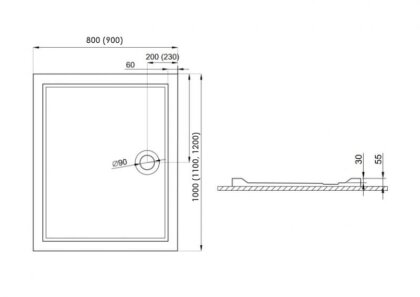 Душовий піддон GOLIAT 2 білий, 100 x 80 х 5,5/3 см — Photo 2