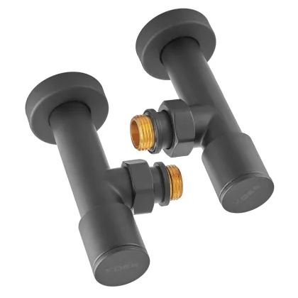 Комплект кранів для рушникосушки кутовий Koer KR.SET.535 BLACK - M1/2''xM1/2'' подовжений (KR5844) — Photo 5