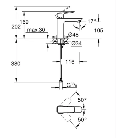 Одноважільний змішувач для раковини Grohe Cubeo M-розміру (1017552430) — Photo 2