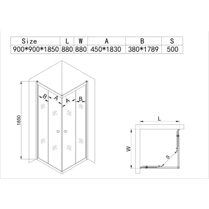 Душова кабіна без піддону MIXXUS CUBIC SC01-90x90x185-TR CHROME прозоре скло 4мм NEW (MI8366) — Photo 2