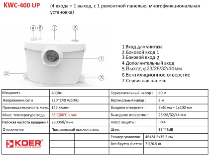 Каналізаційна установка Koer KWC-400 UP (KP2929) — Photo 3