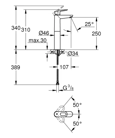 Змішувач на стільницю для раковини XL-розміру Grohe BauLoop (23764000) — Photo 1