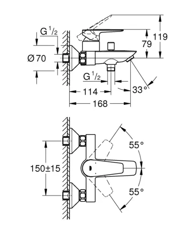 Змішувач для ванни Grohe BauEdge New (23605001) — Photo 3