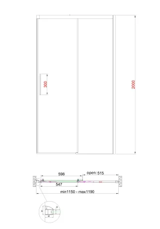 Двері в нішу Koer SR SD05-120x200-TR-01 прозоре скло Easy Clean 6мм, хром (KR5405) — Photo 30