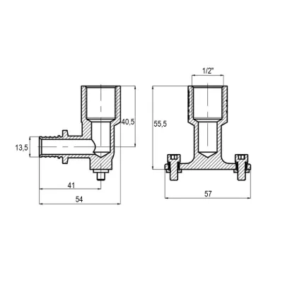 Кутник перехідний настінний Koer KA.LW06F-16-2 - 16(2.2mm) x 1/2"F з ВР подовжений (KR5892) — Photo 1