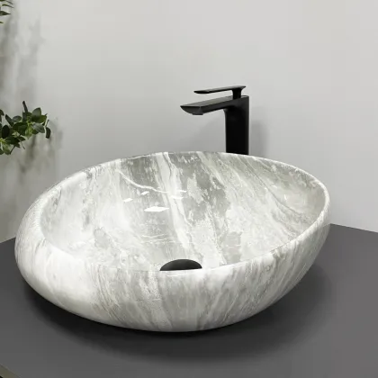Умивальник (раковина) VBI RICCIA LIGHT STONE GLOSSY накладний — Photo 2