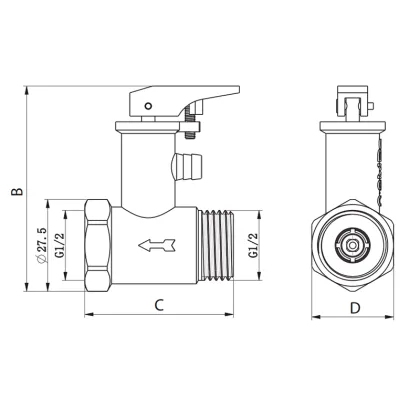 Запобіжний клапан для бойлера Koer KR.1046.K - 1/2” 6BAR (з ручкою) (KR4764) — Photo 1