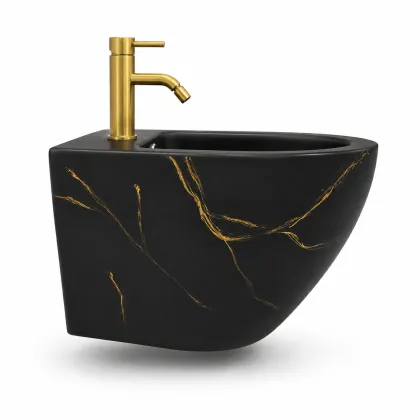 Підвісне біде VBI VULCANO BLACK MARBLE MATT — Photo 3