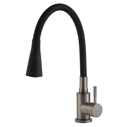 Змішувач для кухні з нерж. сталі SUS304 MIXXUS SEO-011-T GRAPHITE REFL.BLACK (Колір графіт+силік. вилив чорний) (MI8434)