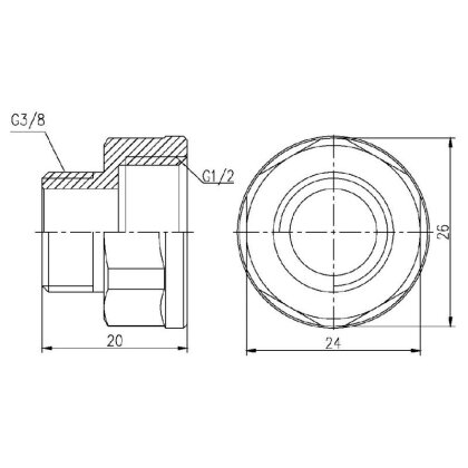 Перехід SD Forte 1/2&quot;х3/8&quot; ВЗ SF360159 — Photo 1