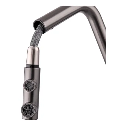 Кухонний змішувач на дві води Zerix LUX-024 Graphite з висувною лійкою (нерж. сталь) (ZX5557) — Photo 2